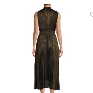 Nanette Lepore Black/Gold Pleated Sheath Dress